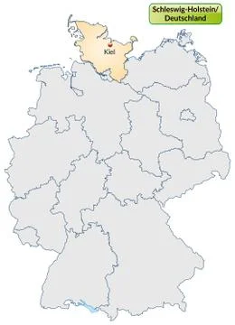 Map of schleswig-holstein with main cities in pastel orange Stock Illustration