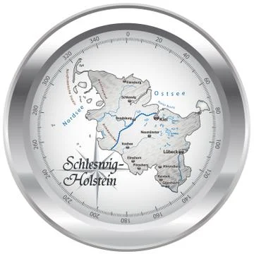 Map of schleswig-holstein as an overview map in chrome Stock Illustration