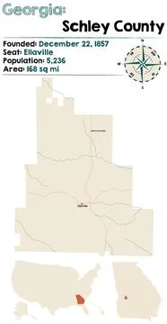 Map of Schley County in Georgia Stock Illustration
