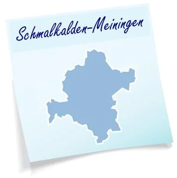 Map of schmalkalden-meiningen as sticky note 스톡 일러스트