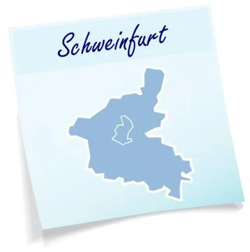 Map of schweinfurt as sticky note Stock Illustration