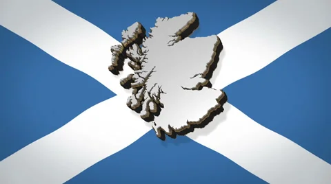 Map of Scotland rotating in front of Saltire flag of patron Saint Andrew Video stock 41698615