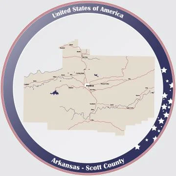 Map of Scott County in Arkansas Stock Illustration