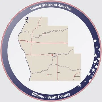 Map of Scott County in Illinois Stock Illustration