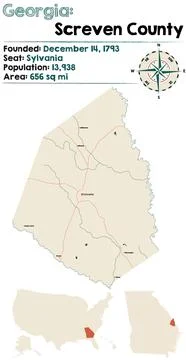 Map of Screven County in Georgia Stock Illustration