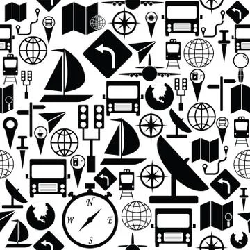 Map seamless pattern background icon. Illustrazione stock