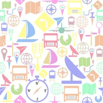 Map seamless pattern background icon. Illustrazione stock