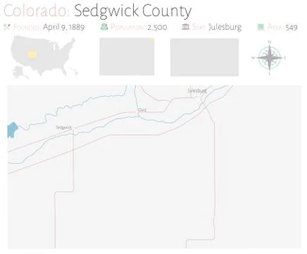 Map of Sedgwick County in Colorado Stock Illustration
