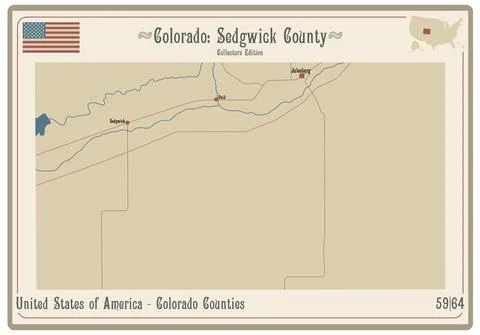 Map of Sedgwick County in Colorado Stock Illustration