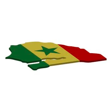 Map of Senegal - 3D flag Stock Illustration