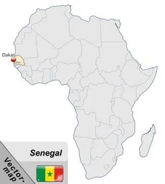 Map of senegal with main cities in pastel orange Stock Illustration