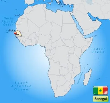 Map of senegal with main cities in pastel orange Stock Illustration