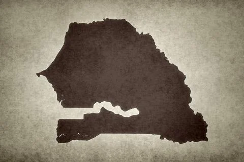 Map of Senegal on a paper Stock Illustration