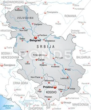 Map of serbia as an overview map in gray Stock Illustration