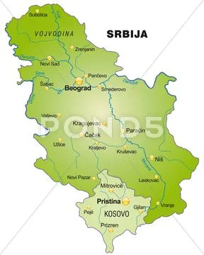 Map of serbia as an overview map in green Stock Illustration
