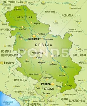 Map of serbia as an overview map in green Stock Illustration