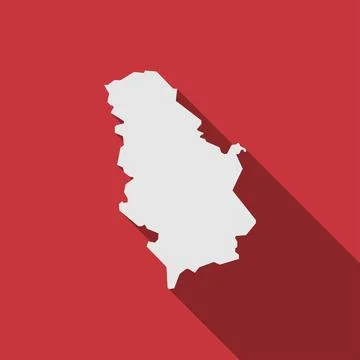 Map of Serbia on red Background with long shadow Stock Illustration