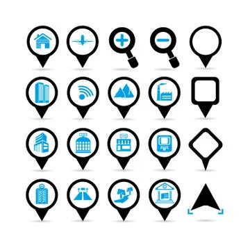 Map set, map icons Stock Illustration