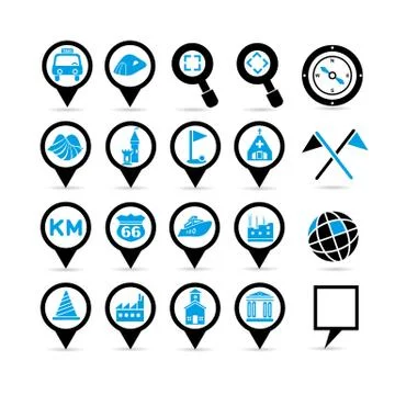 Map set, map icons Stock Illustration