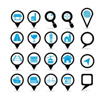 Map set, map icons Stock Illustration