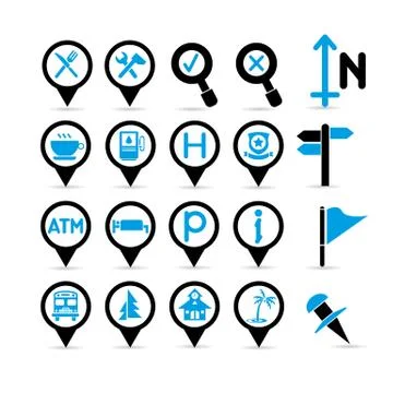 Map set, map icons Stock Illustration