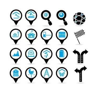 Map set, map icons Stock Illustration