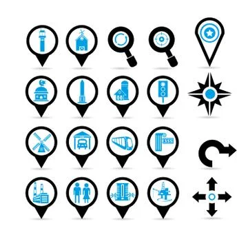 Map set, map icons Stock Illustration