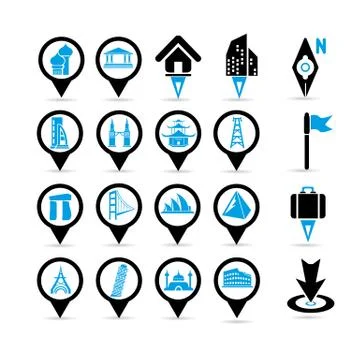 Map set, map icons Stock Illustration