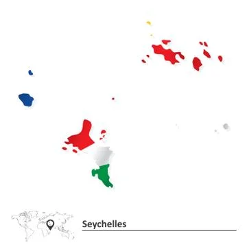 Map of Seychelles with flag Stock Illustration