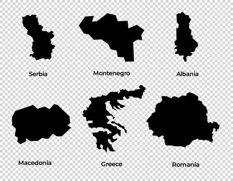 Map shape collection transparent background country simple map of Europe Stock Illustration
