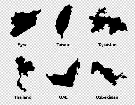 Map shape collection transparent background country simple map of Syria Stock Illustration