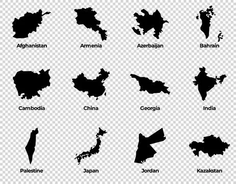 Map shape collection transparent background country map of Afghanistan Stock Illustration