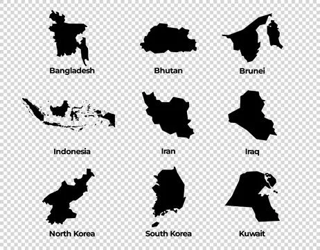 Map shape collection transparent background country map of Bangladesh Stock Illustration