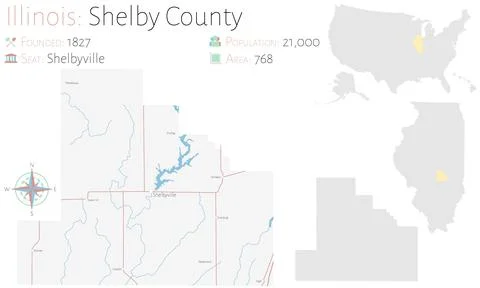 Map of Shelby County in Illinois Stock Illustration