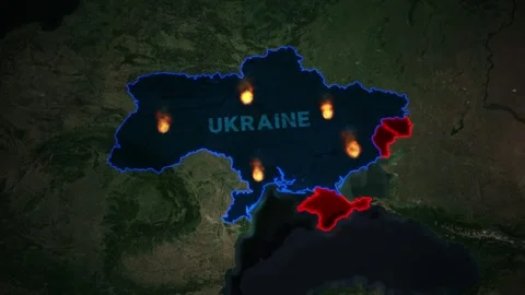  Map of shelling of Ukrainian territory Stock Footage 273172965