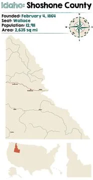 Map of Shoshone County in Idaho Stock Illustration