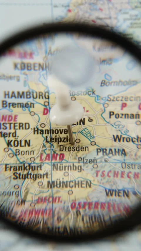 Map showing cities in Germany with focus on Dresden  Stock Footage 343289024