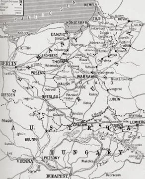 Map Showing The Eastern Area Of The Great War. From The War Illustrated Albu Foto stock