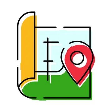 Map showing location pin for navigation and travel Ilustración de archivo