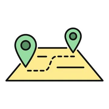 Map showing route with two location pins Stock Illustration