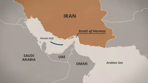 Map showing the Strait of Hormuz Blockade Stock Footage 333776479