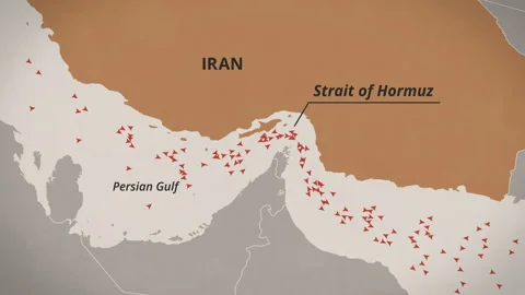 Map showing the Strait of Hormuz Shipping Routes Stock Footage 333780441