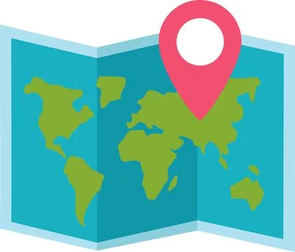 Map Showing World With Location Pin Indicating a Specific Area Near Europe .. Stock Illustration