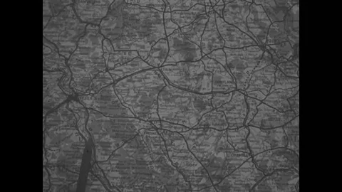 Map that shows location of two big guns Queen Elizabeth and Reveille Kate - 1918 Stock Footage 98959539