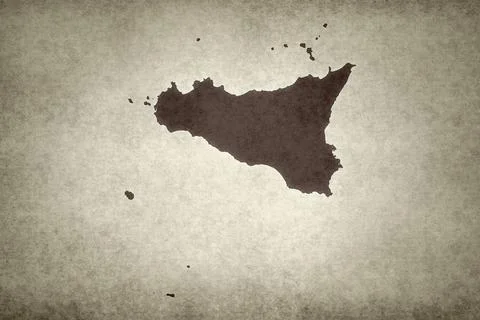 Map of Sicily on a paper Stock Illustration