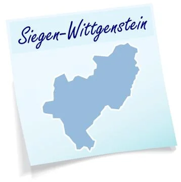 Map of siegen-wittgenstein as sticky note Stock Illustration