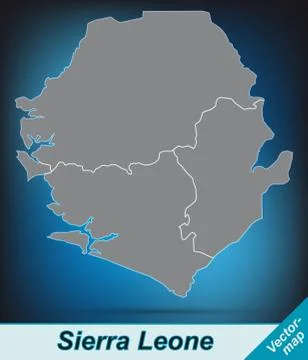 Map of sierra leone with borders in bright gray Stock Illustration