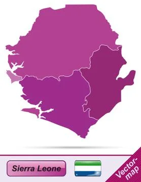 Map of sierra leone with borders in violet Stock Illustration