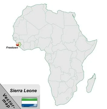 Map of sierra leone with main cities in pastel green Illustrazione stock