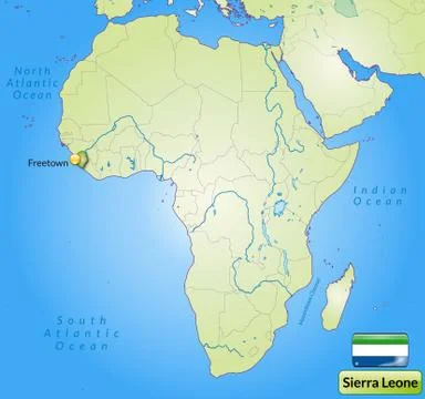 Map of sierra leone with main cities in green Stock Illustration